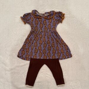 Kate Quinn Purple and Brown Dress with Leggings